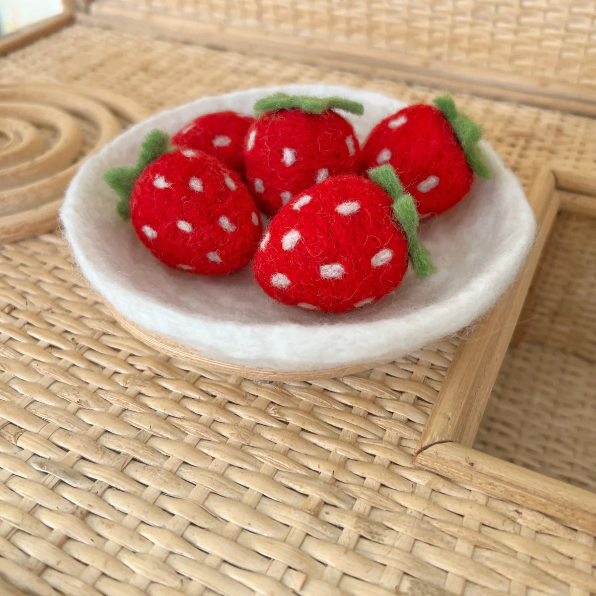 Felt Strawberries on felt plate