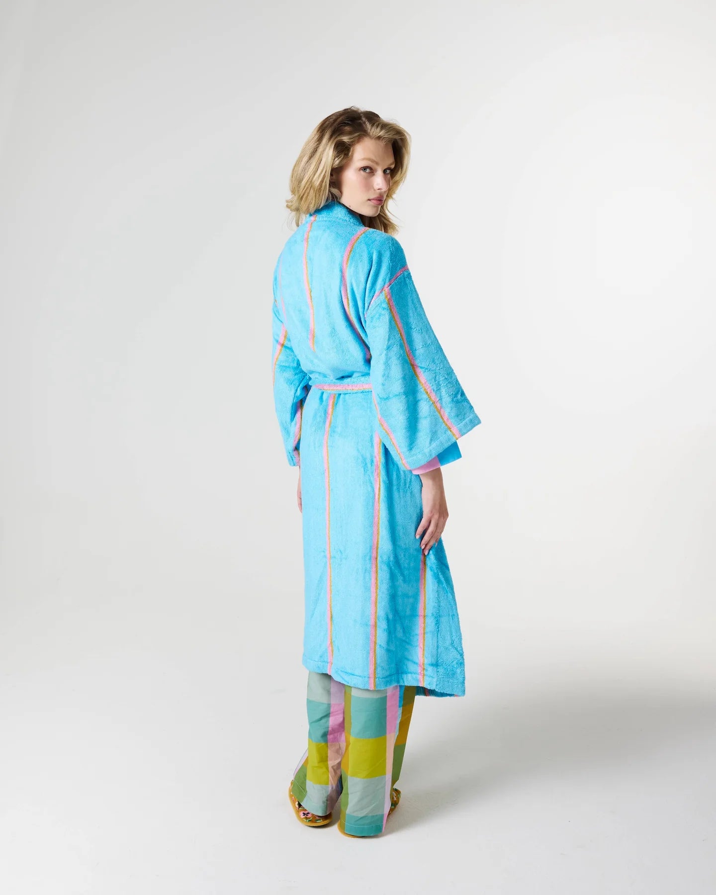 Aegean Stripe Bamboo Terry Bath Robe - L/XL
