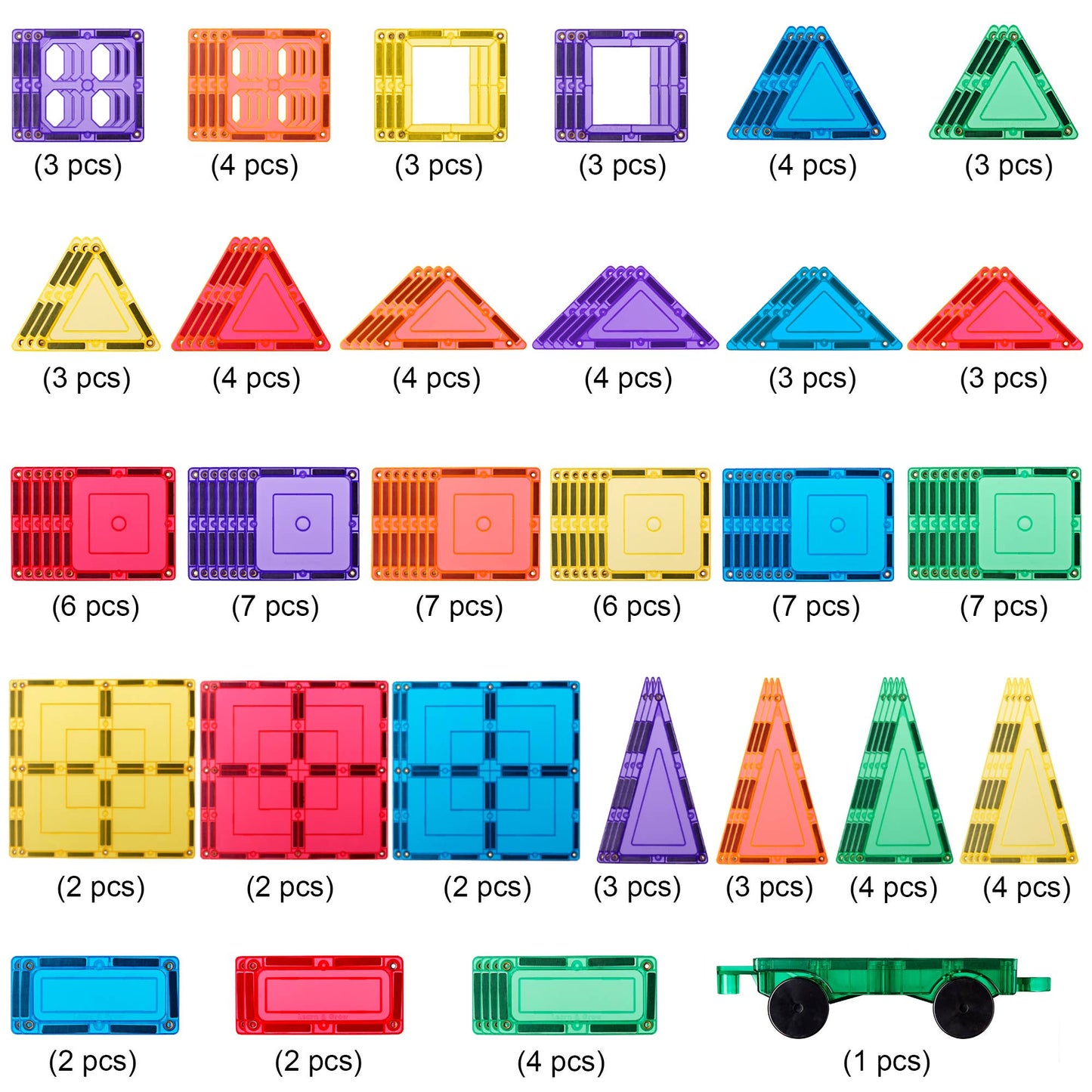 Learn & Grow Magnetic Tiles - Builders Pack (110 Pc)