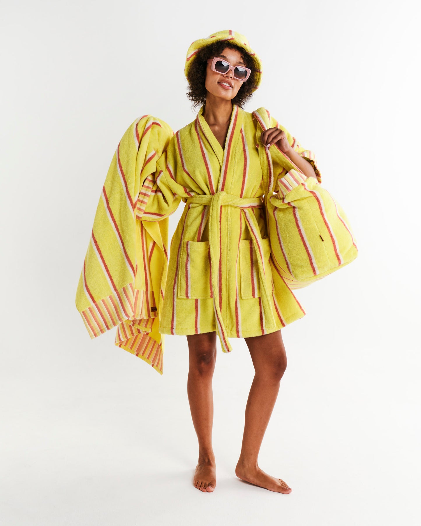 Pina Colada Striped Terry Mini Robe