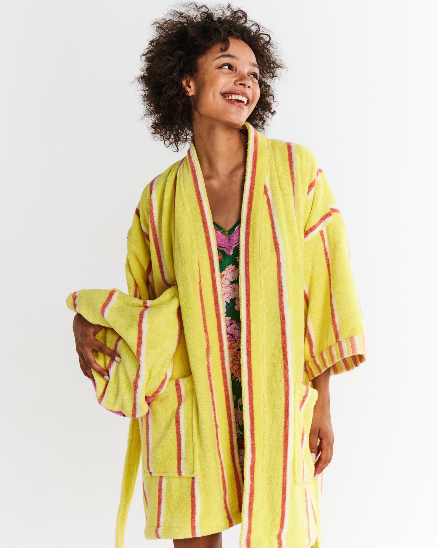 Pina Colada Striped Terry Mini Robe