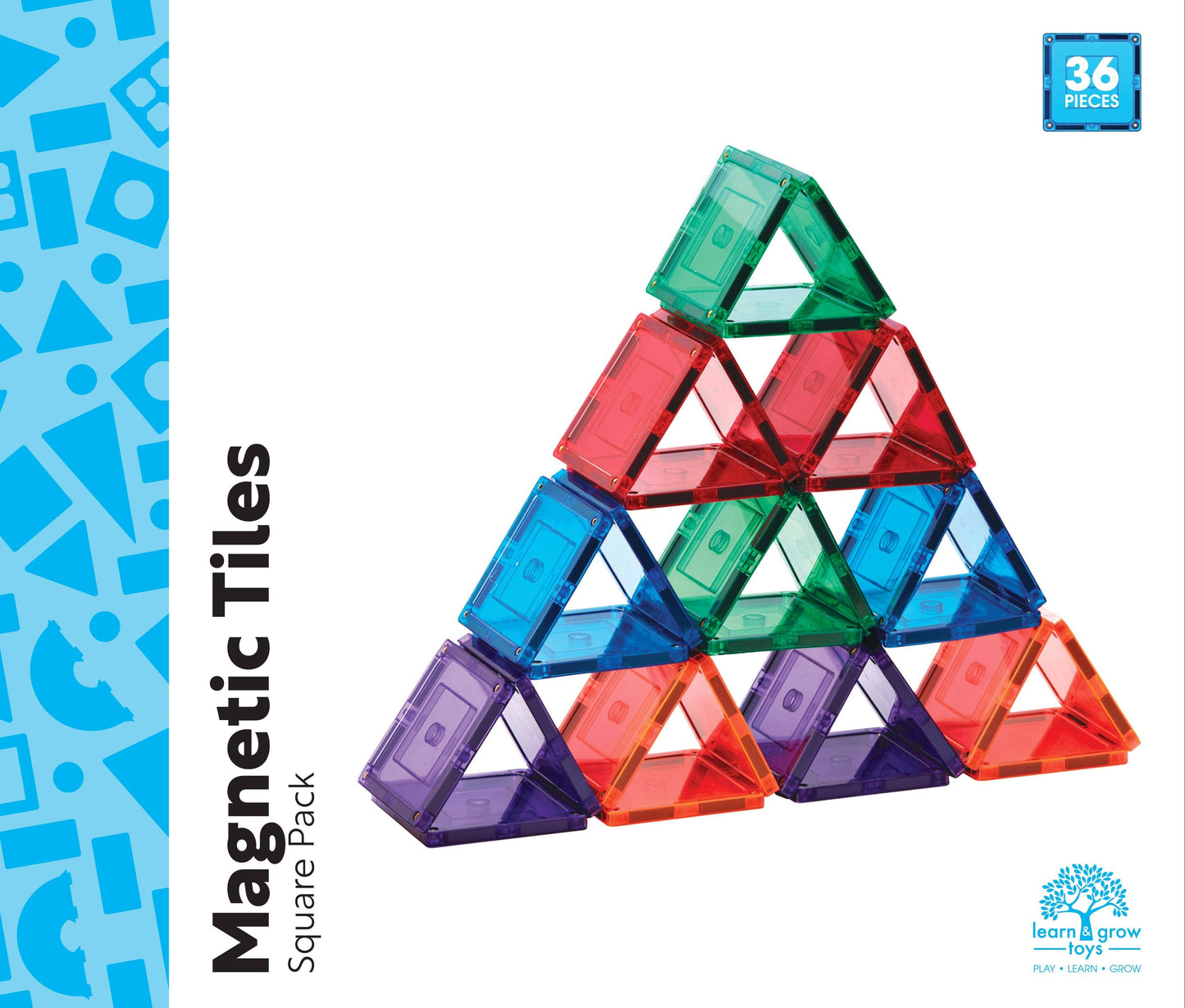 Learn & Grow Magnetic Tiles - Small Square Pack (36 piece)