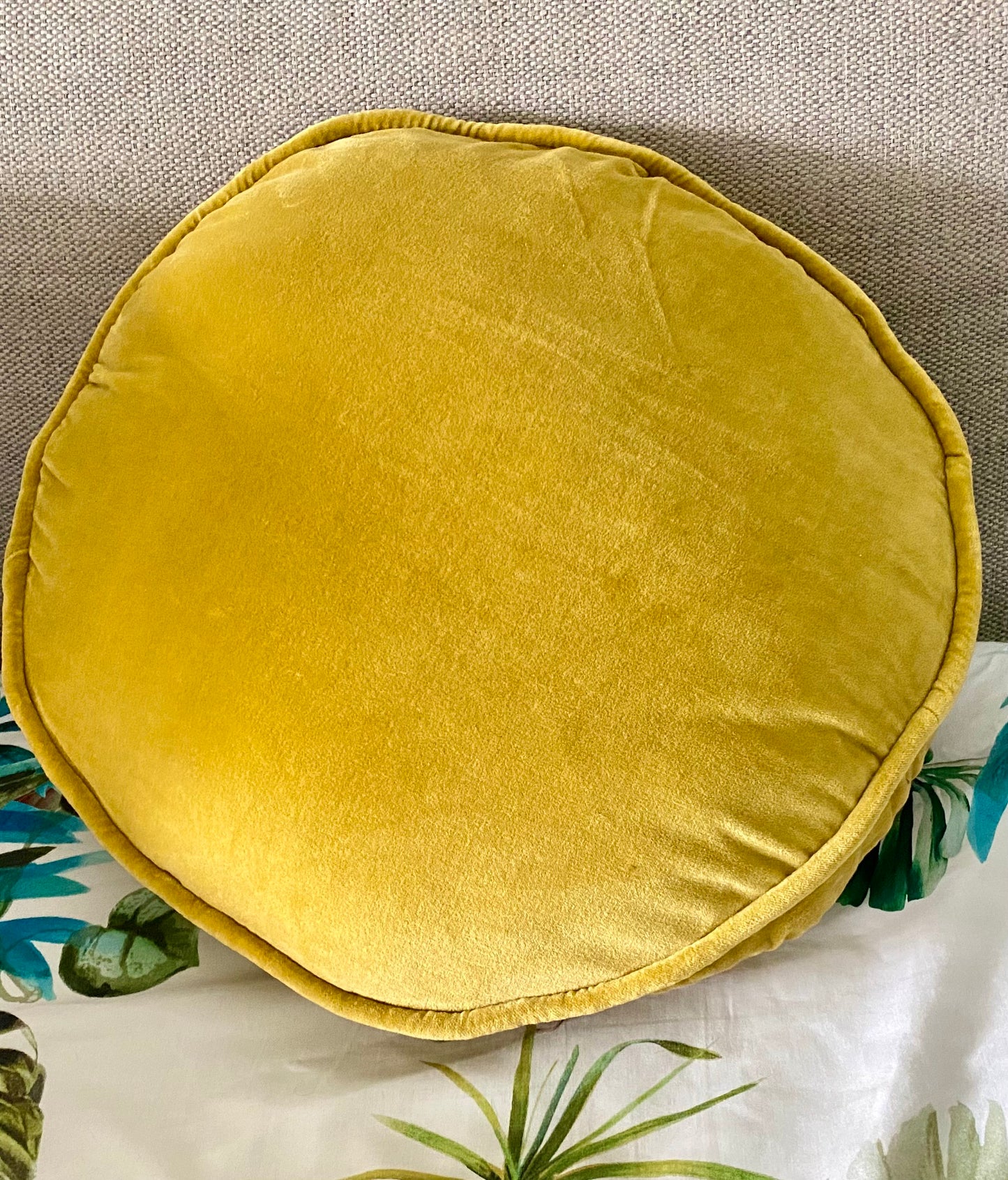 Kip & Co -   Mustard Velvet Pea Cushion