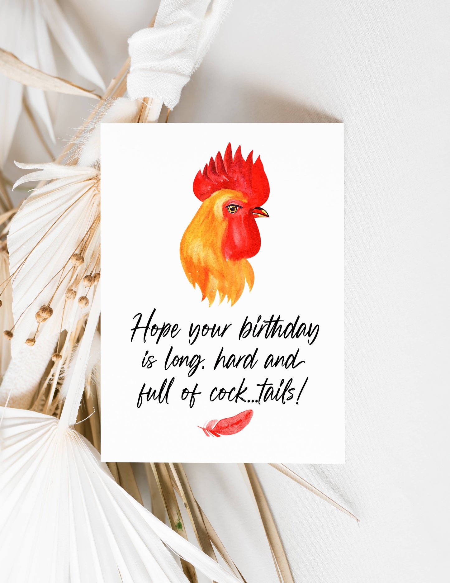 Funny Chicken Lover Rude Birthday Card for Friend Cocktails