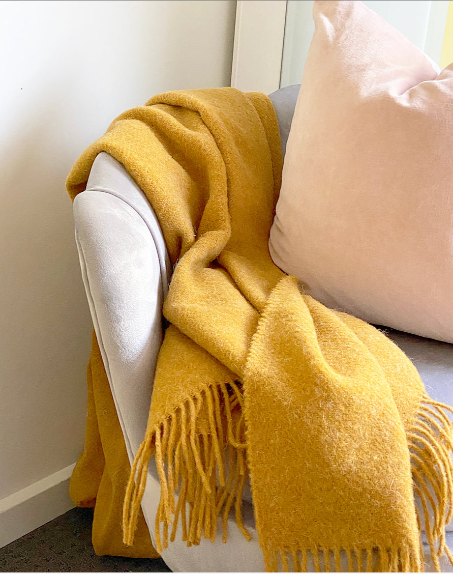 Wool Throw Rug - Mustard