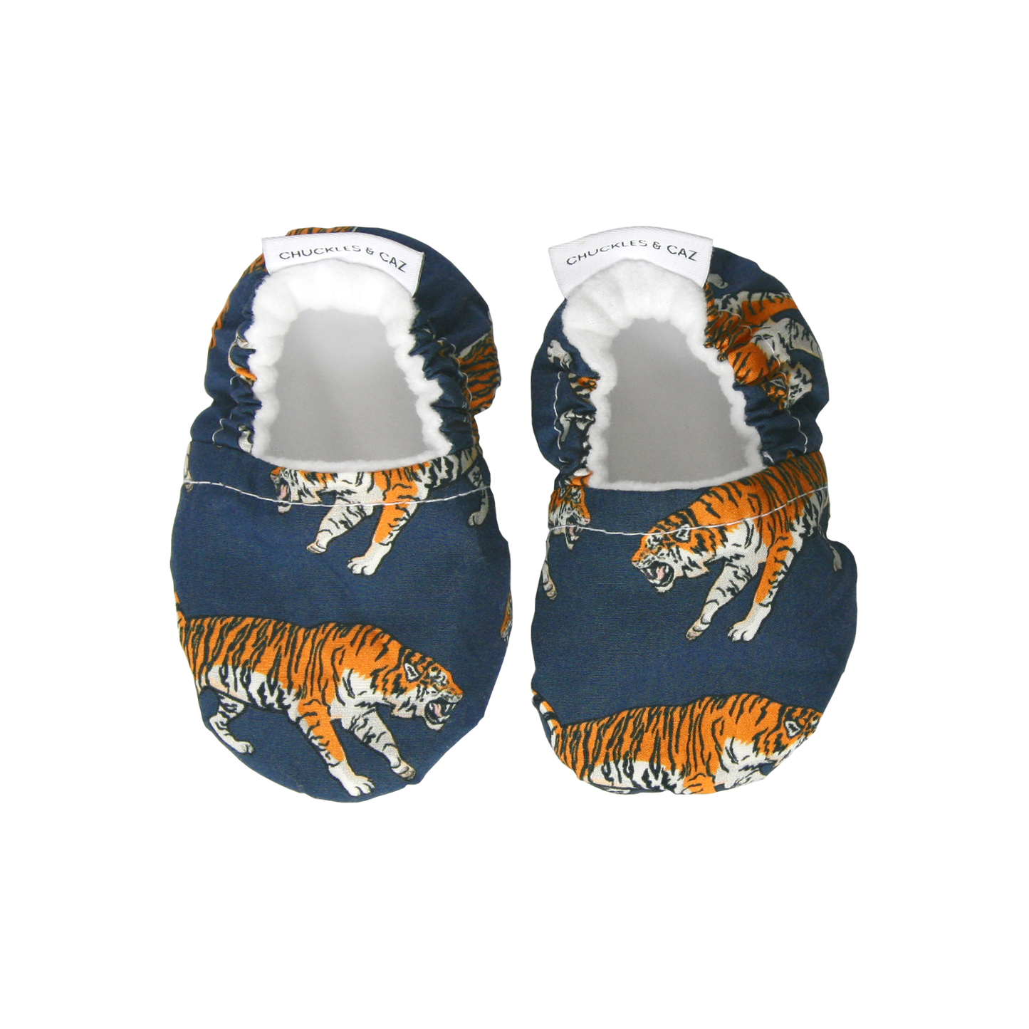 Chuckles & Caz - Navy Tiger Baby Booties