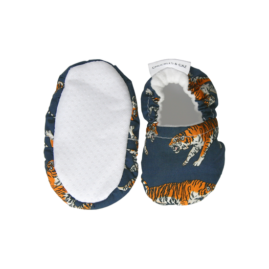 Chuckles & Caz - Navy Tiger Baby Booties