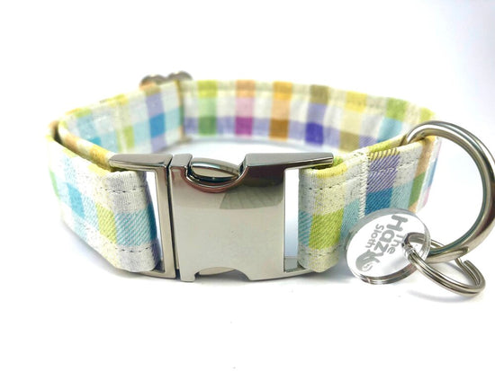 Pastel Gingham Dog Collar - Medium