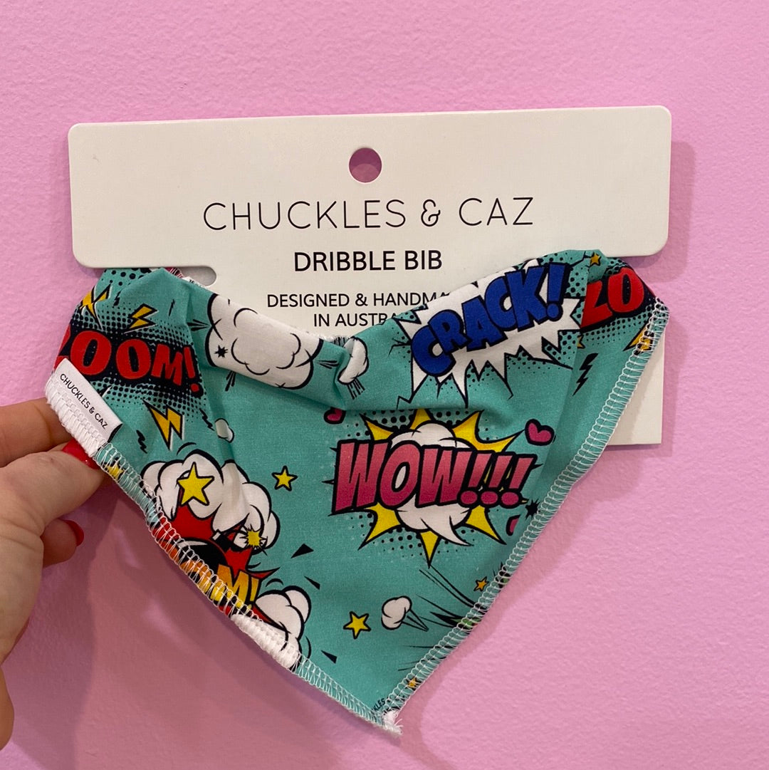 Chuckles & Caz - Comic Book Dibble Bib